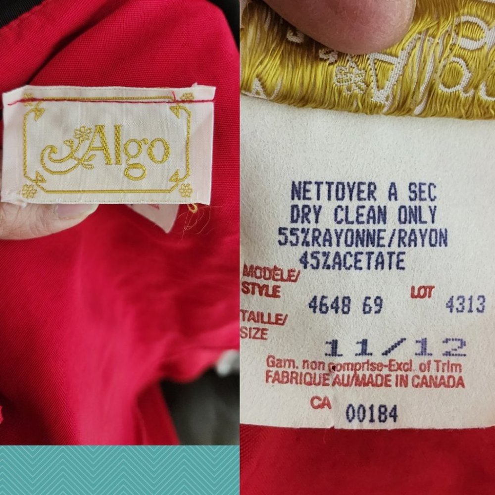 Algo Vtg Red & Black Colorblock Open Front Long B… - image 4